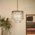 Interior Sea Shell Capiz 3 Lights Chandelier Pendant Ceiling Lighting 13.75 Inches Wide 3Pcs E12 Bulb Needed