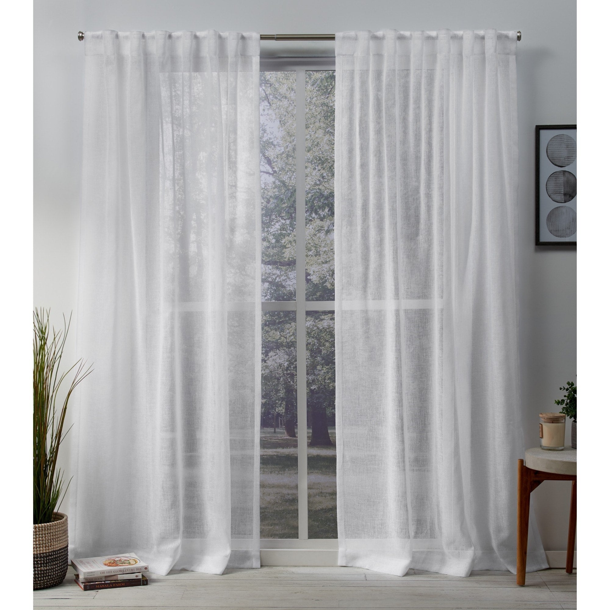Ati Home Belgian Sheer Hidden Tab Top Curtain Panel Pair