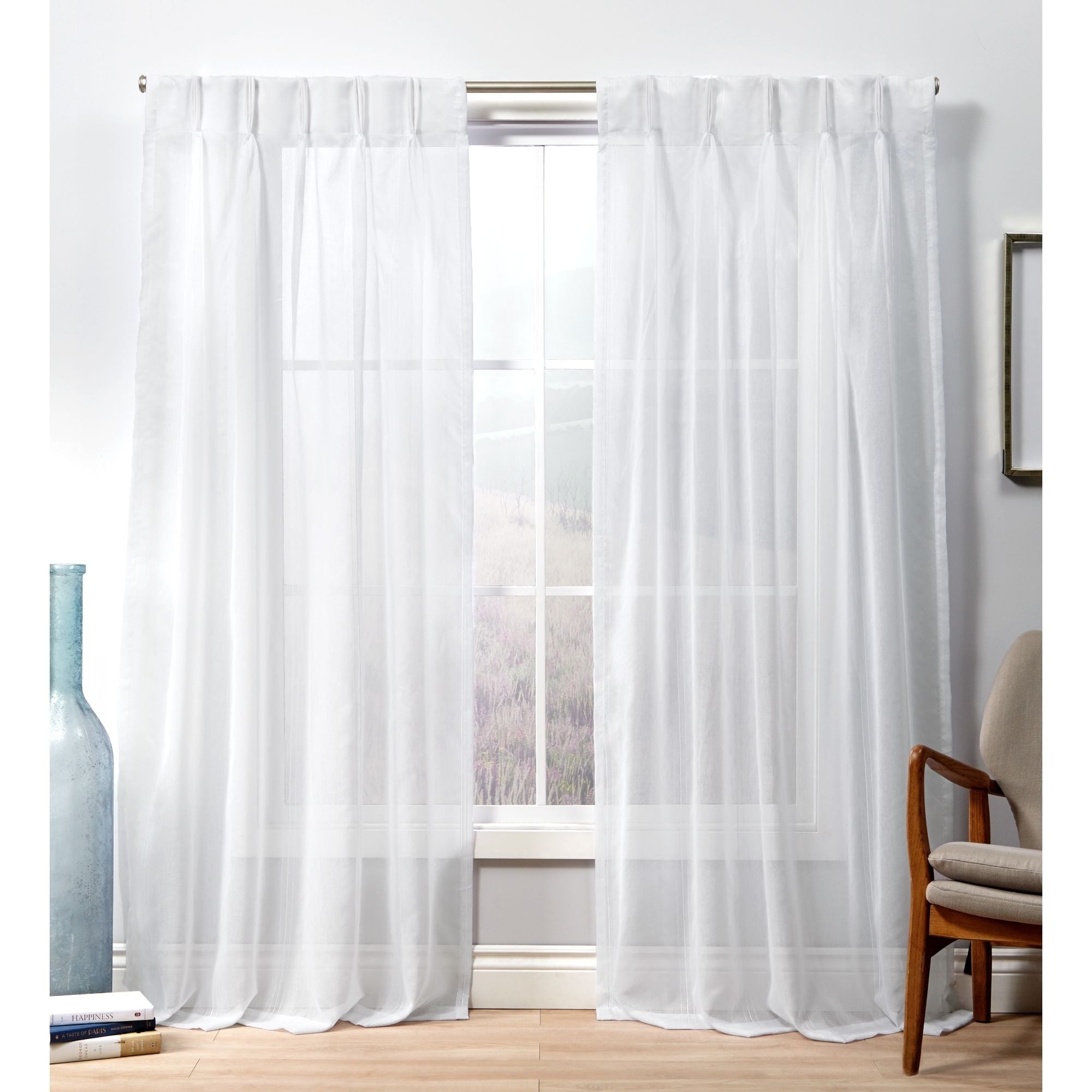 Ati Home Penny Sheer Pinch Pleat Curtain Panel Pair