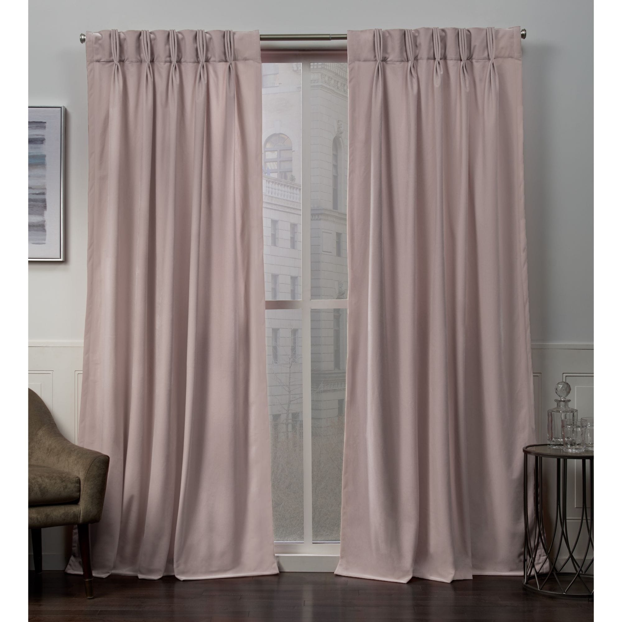 Ati Home Velvet Heavyweight Pinch Pleat Top Curtain Panel Pair