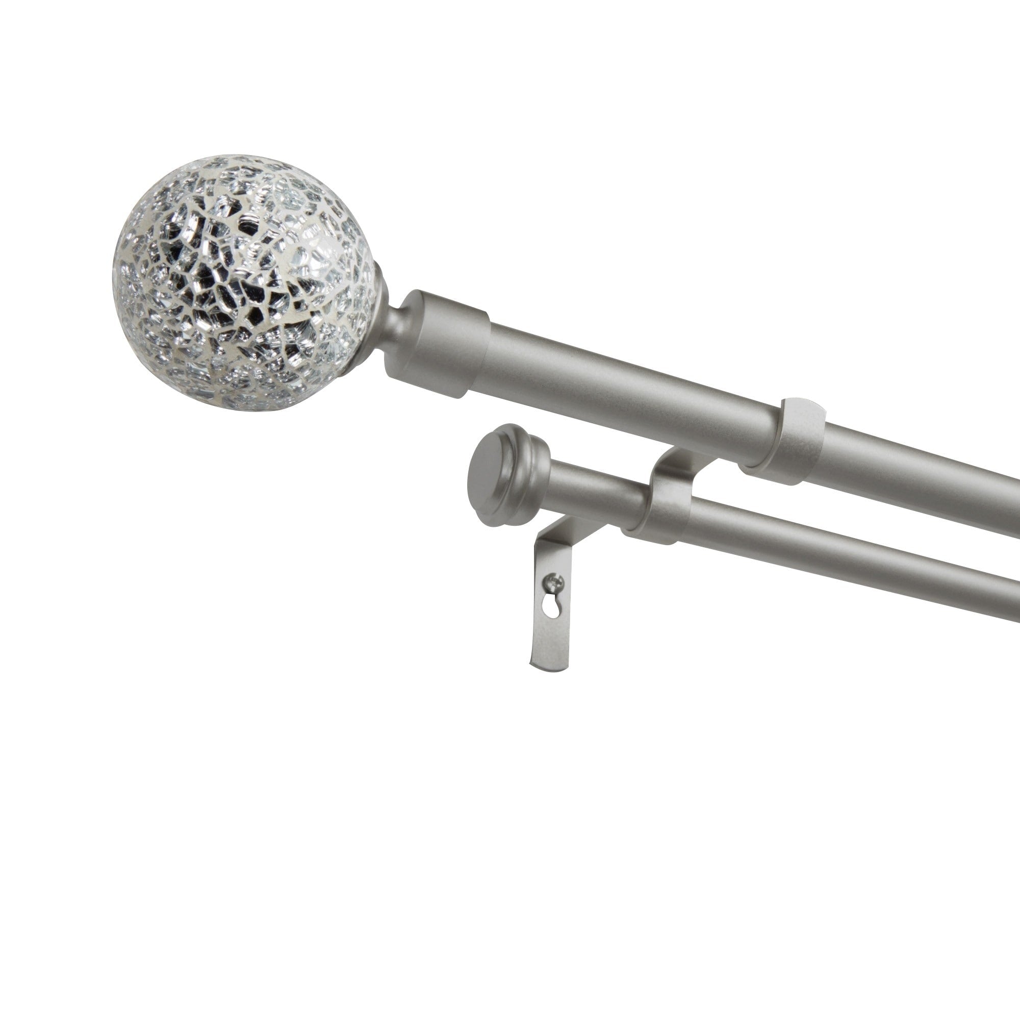 Ati Home White Mosaic Double Curtain Rod And Finial Set