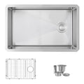 28 L X 18 W Undermount Kitchen Sink Single Bowl With Grid And Strainer 28 L X 18 W X 10 D