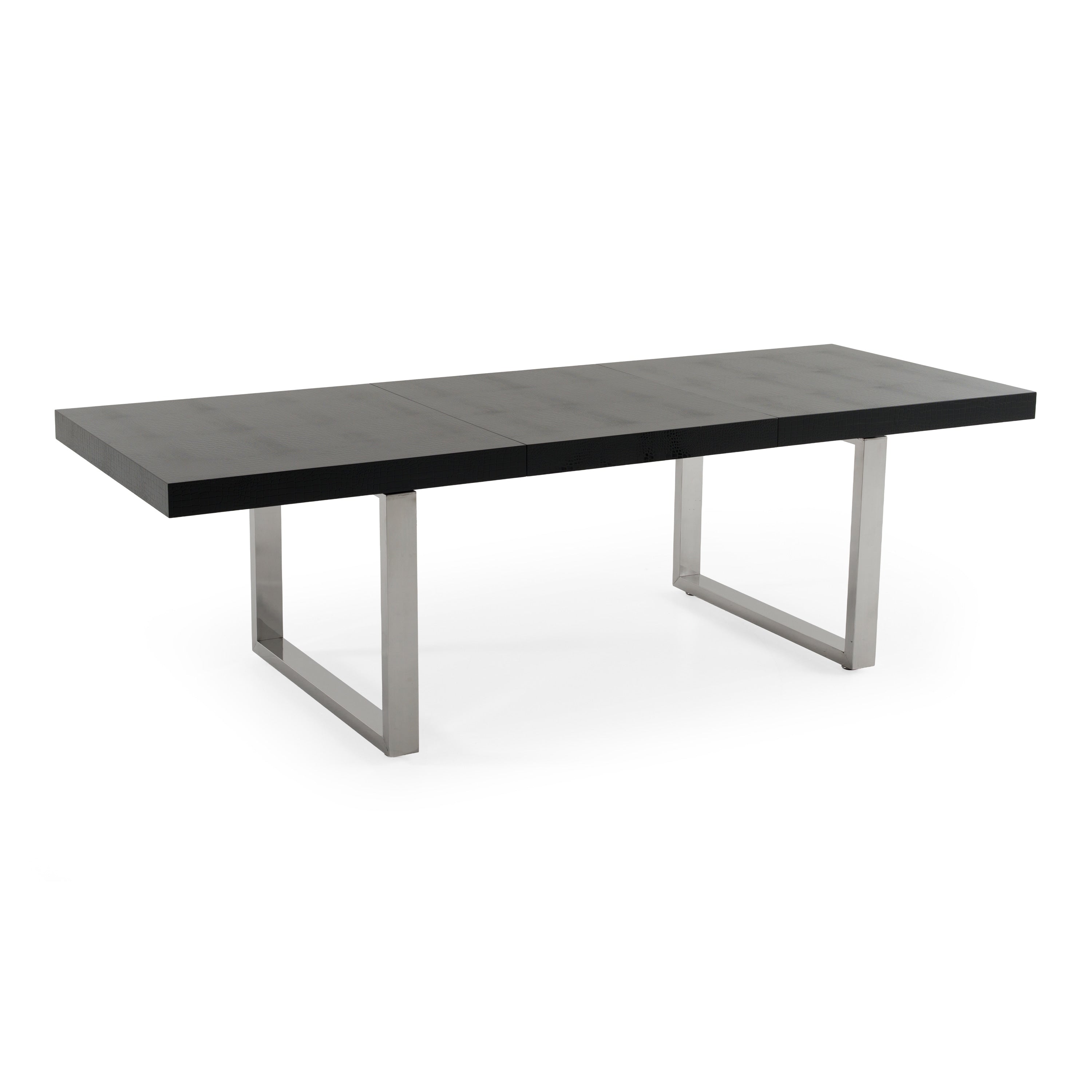 A X Skyline Modern Black Krocodile Lacquer Extendable Dining Table