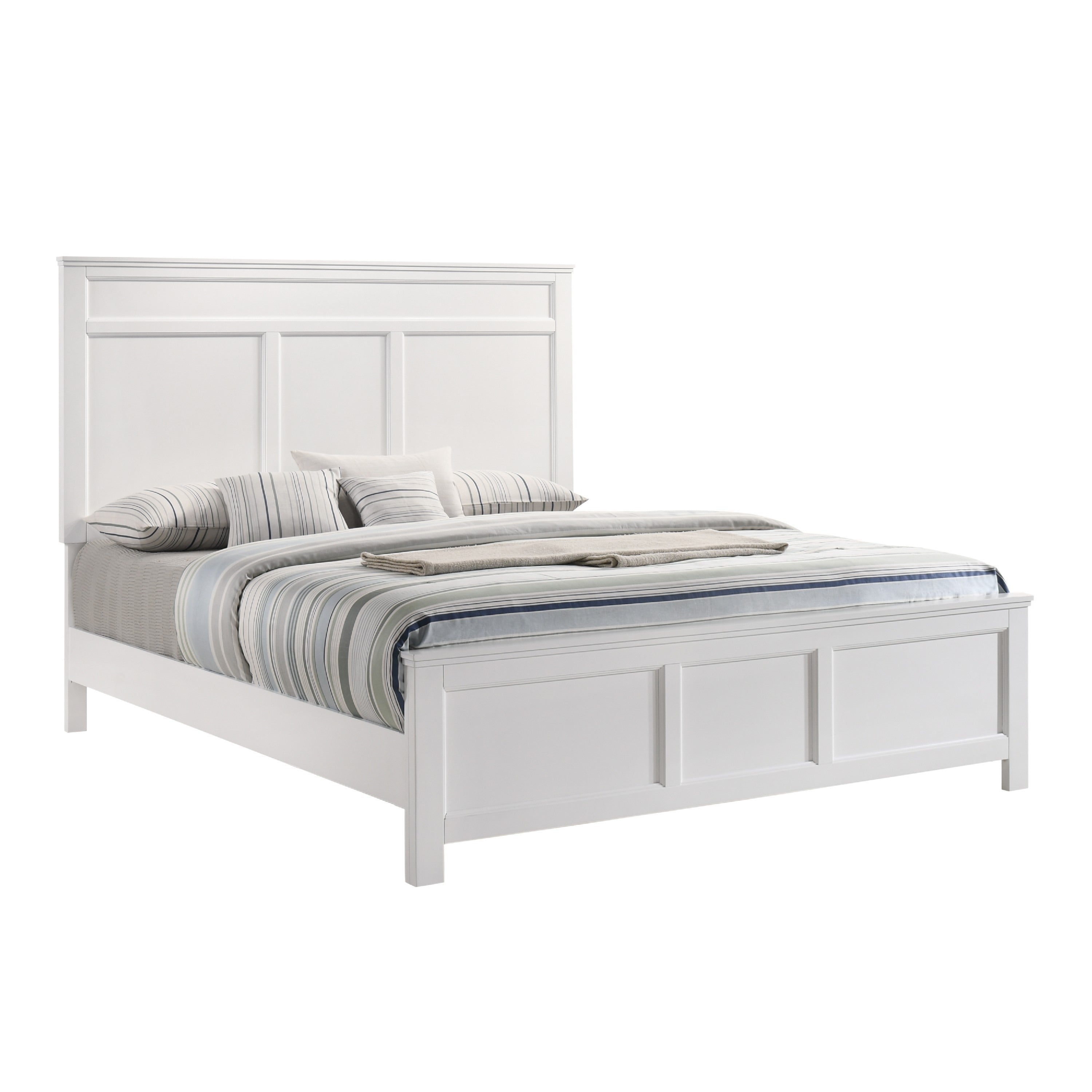 Aani King Size Bed Framed Headboard Farmhouse White Finish