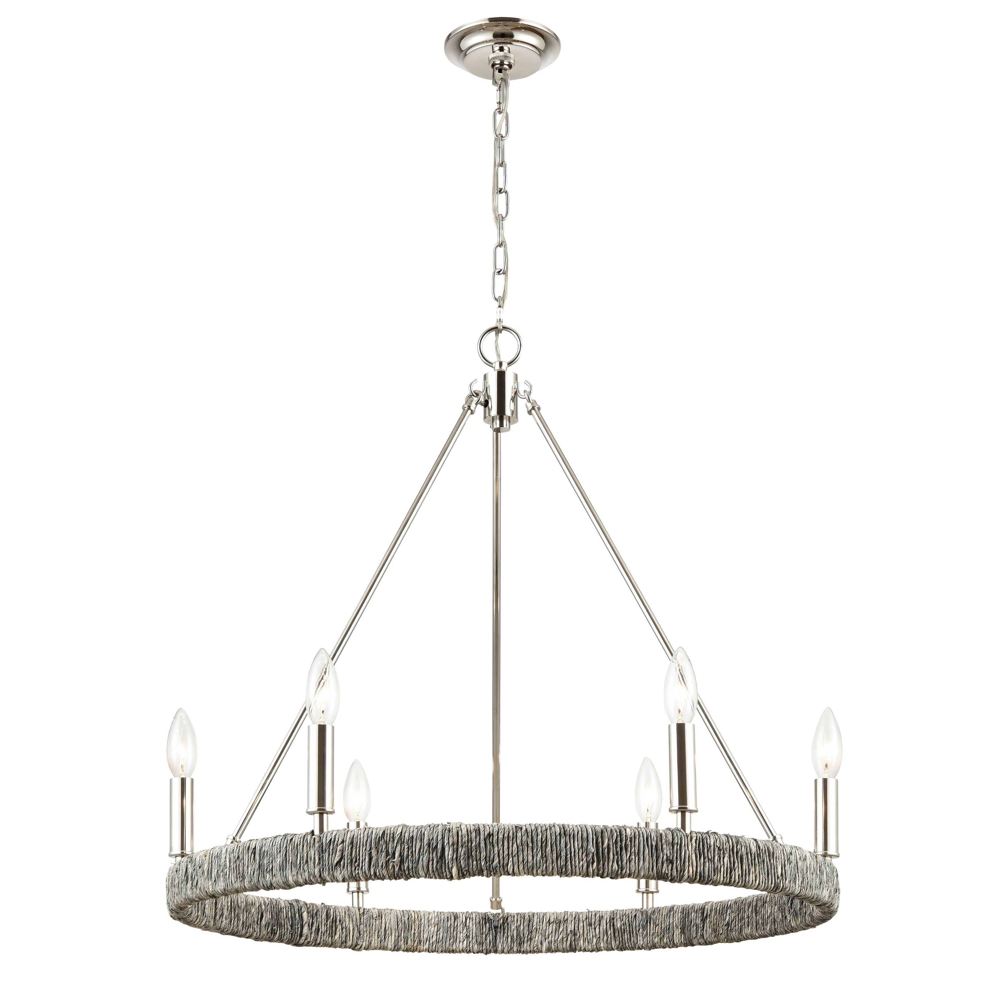 Abaca 18 Inch Wide 4 Light Chandelier In Polished Nickel