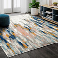 Abani Porto Contemporary Rectangle Orange And Blue Abstract Area Rug