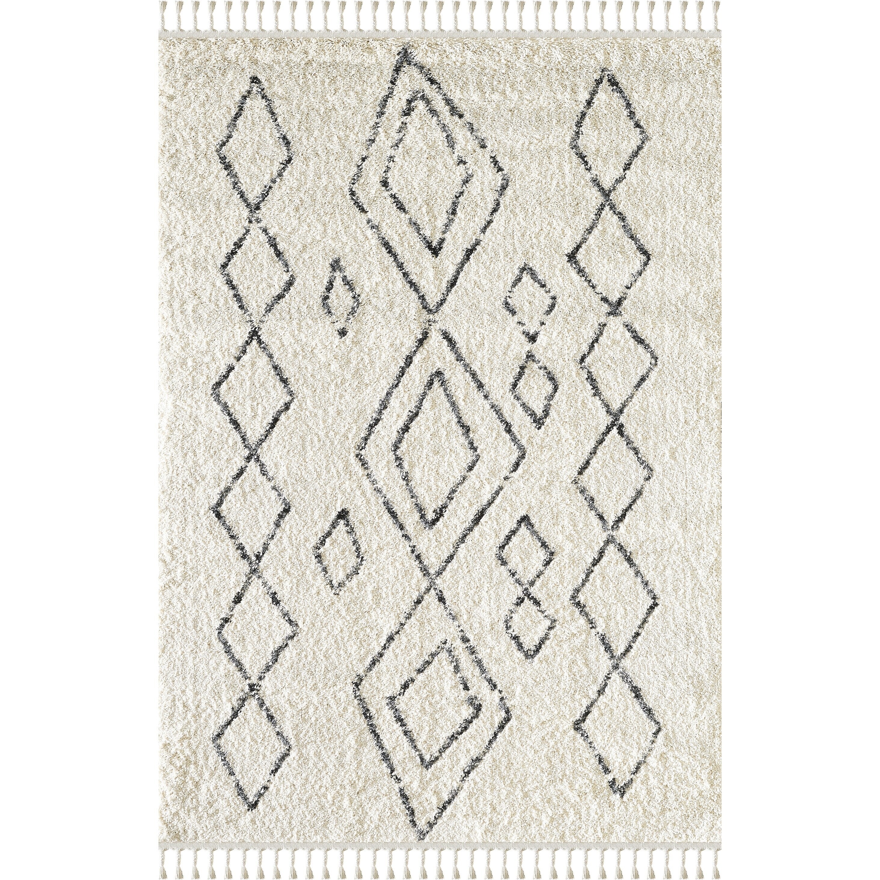Abani Willow Tribal Rectangle Moroccan Diamond Print Ivory And Grey Area Rug