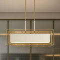 Abbey 42 Inch 5 Light Brass Linear Chandelier With Cream Cotton Rope Shade L 42.25 X W 13.75 X H 23.25 X M H 84.25
