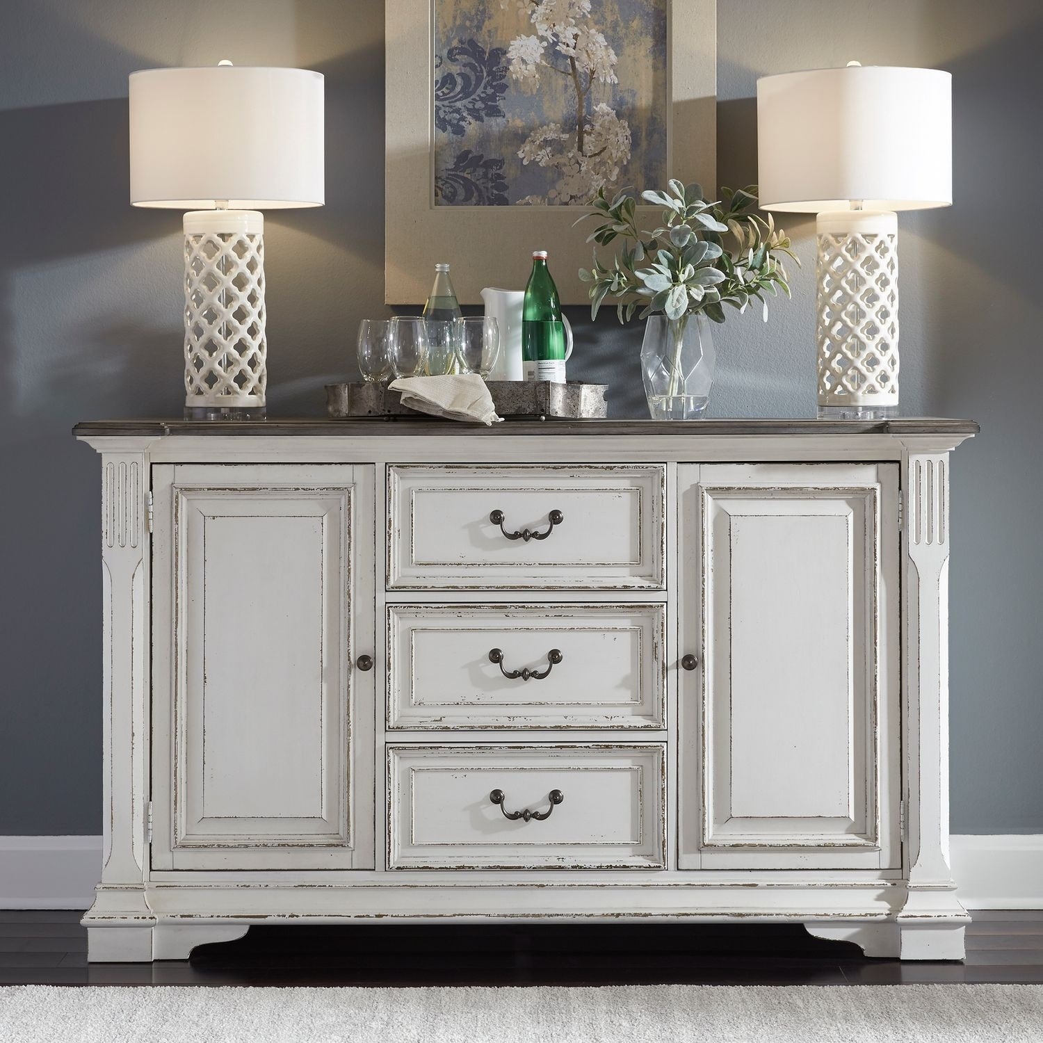 Abbey Park Antique White Buffet