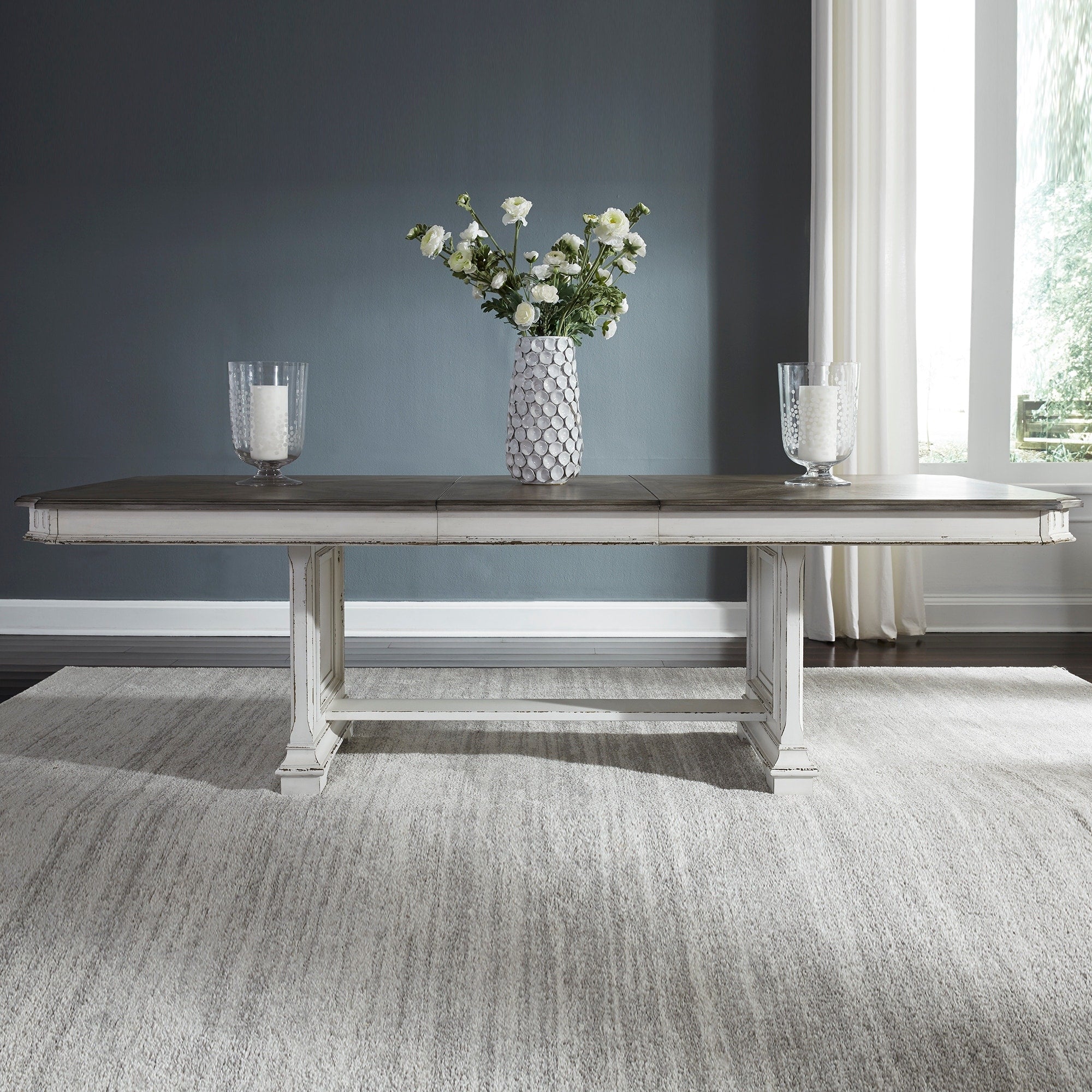 Abbey Park Antique White Trestle Table Antique White