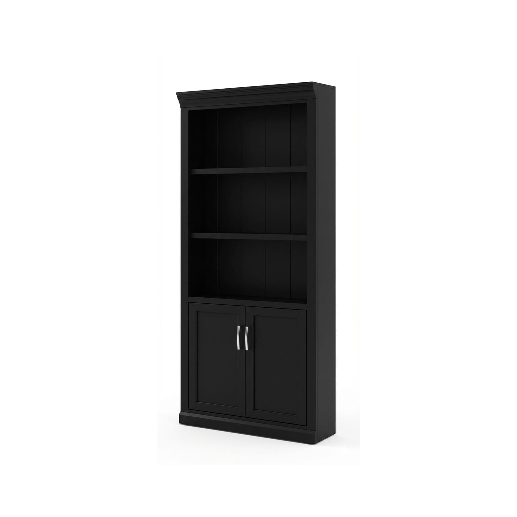 Abby Modern Wood 78 Bookcase With Doors Black