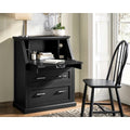 Abby Modern Wood Drop Lid Secretary Desk Black