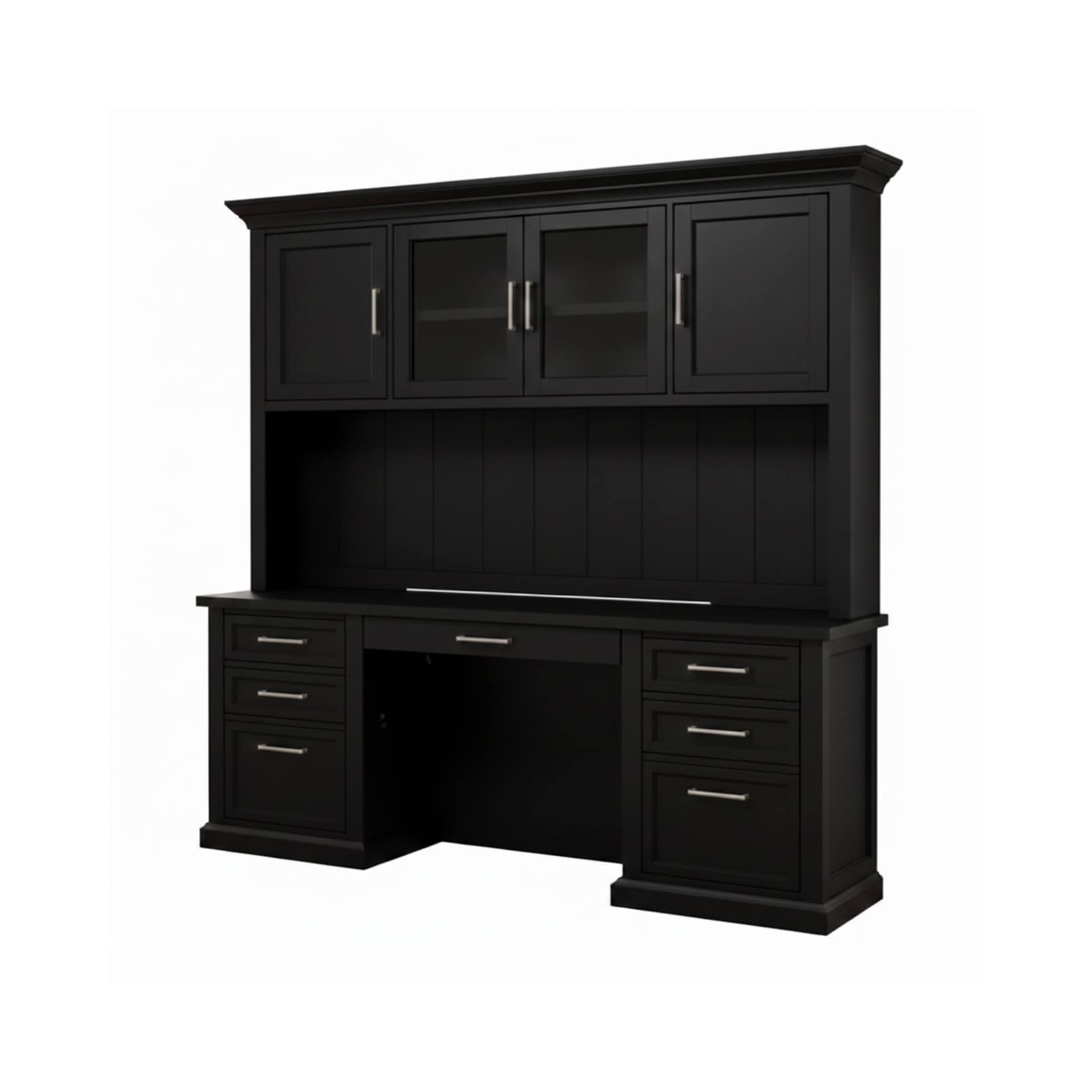 Abby Modern Wood Hutch With Doors Black