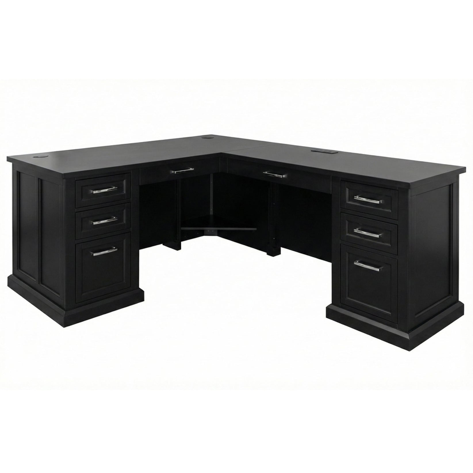 Abby Modern Wood L Desk And Return Black