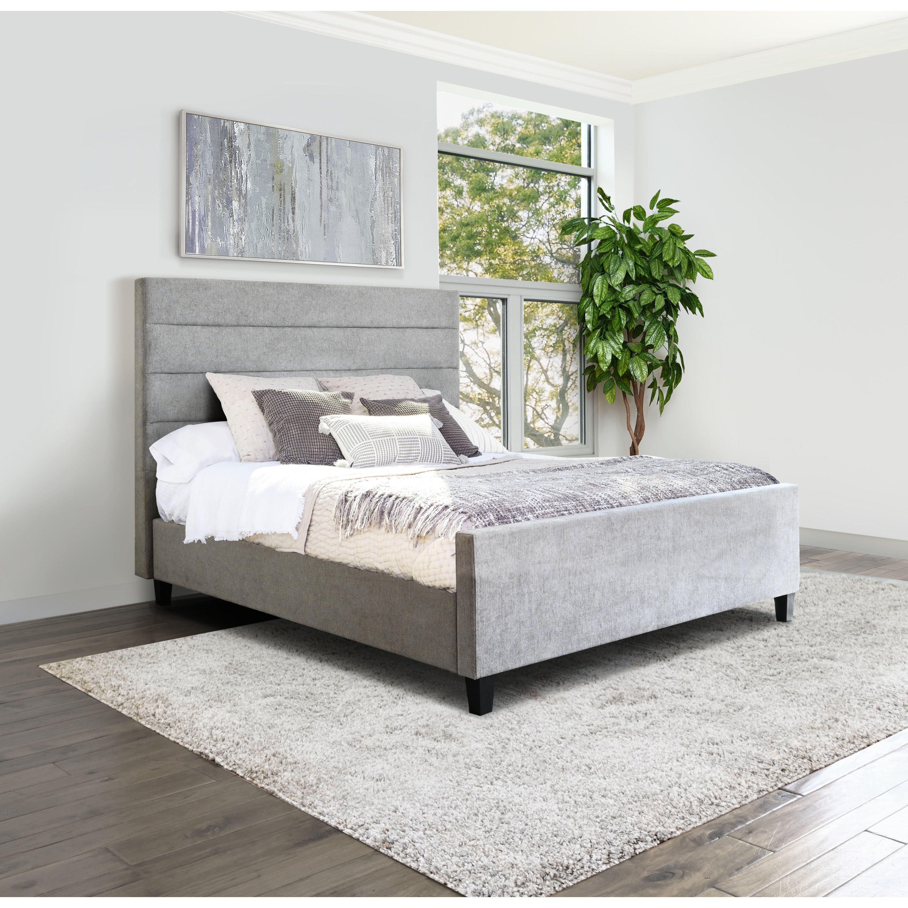 Abbyson Seneca Grey Upholstered Bed