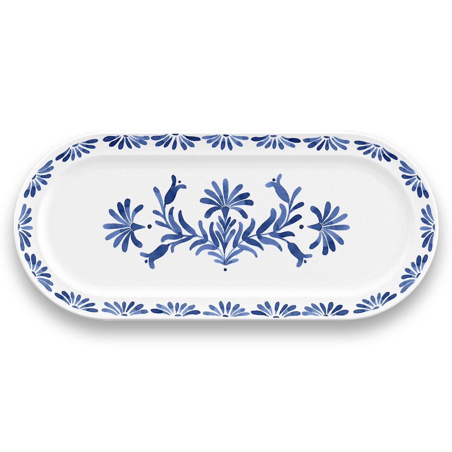 Abode Homewares Azul Melamine Serving Tray Blue 17.7 X 7.9