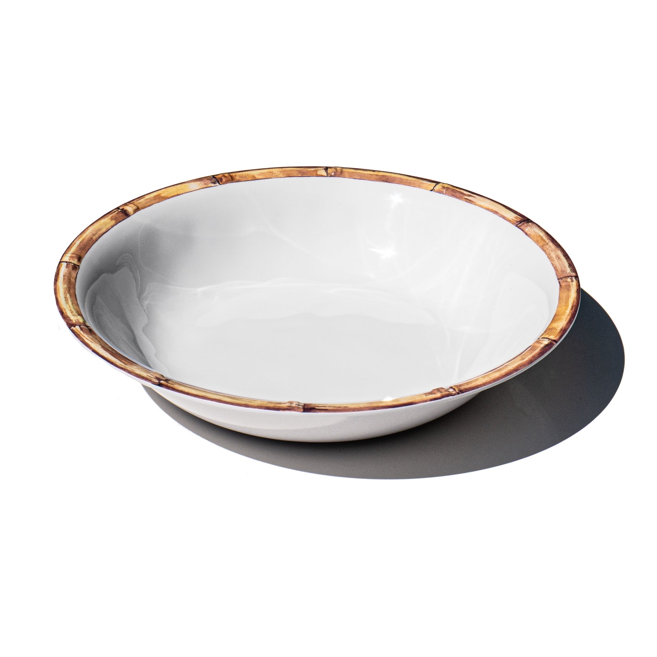 Abode Homewares Bamboo Rim Melamine Serving Bowl White 13.8