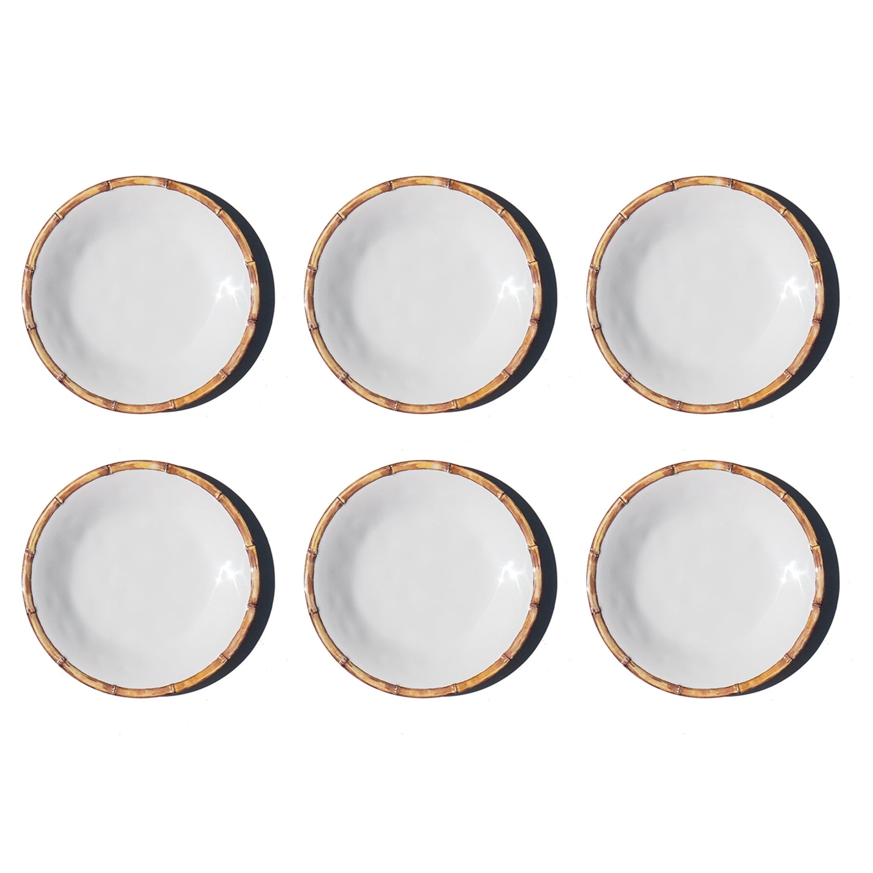 Abode Homewares Bamboo Rim Newwave Melamine Dinner Plate White 10.5 Set Of 6