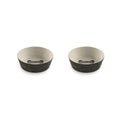 Abode Homewares Blackened Wood Bone Merge Pet Bowl Black Set Of 2