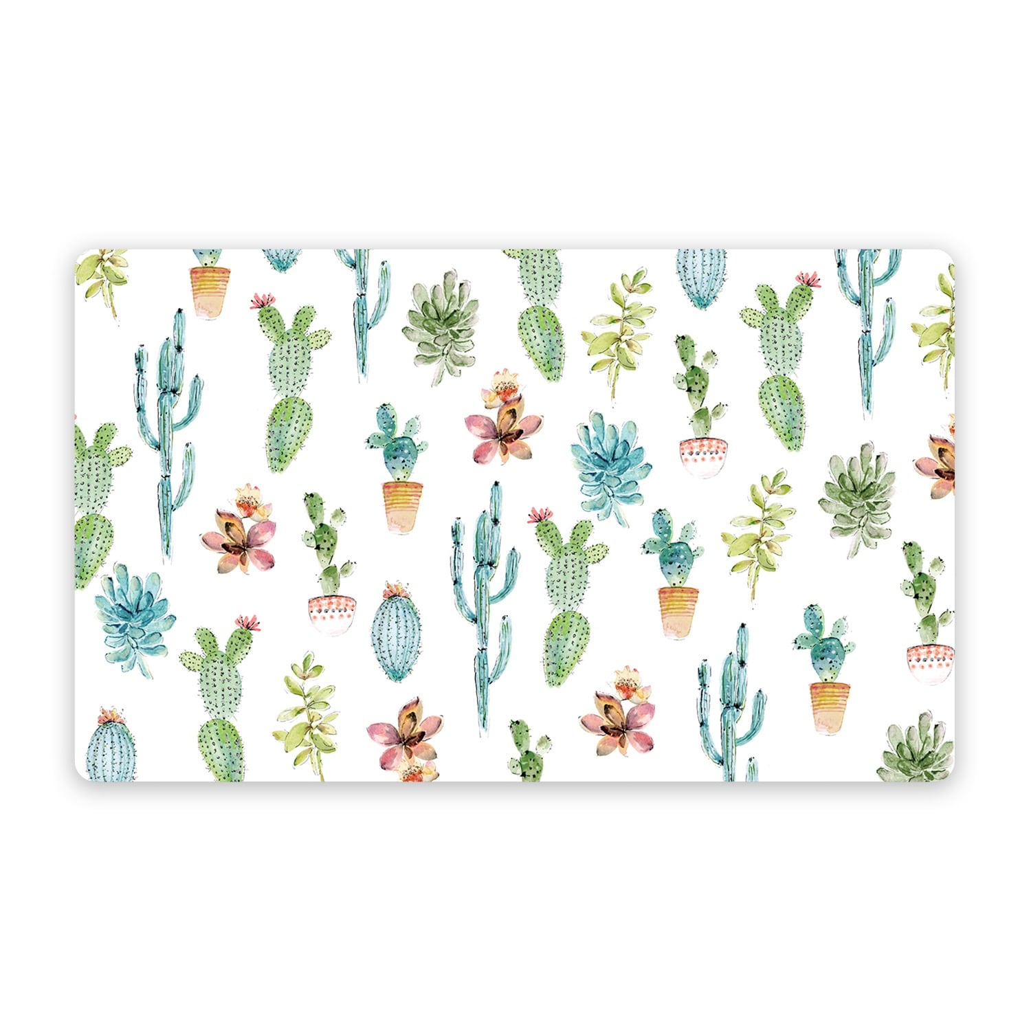Abode Homewares Cactus Melamine Pet Feeding Placemat 19 X 11.5 Green Set Of 2