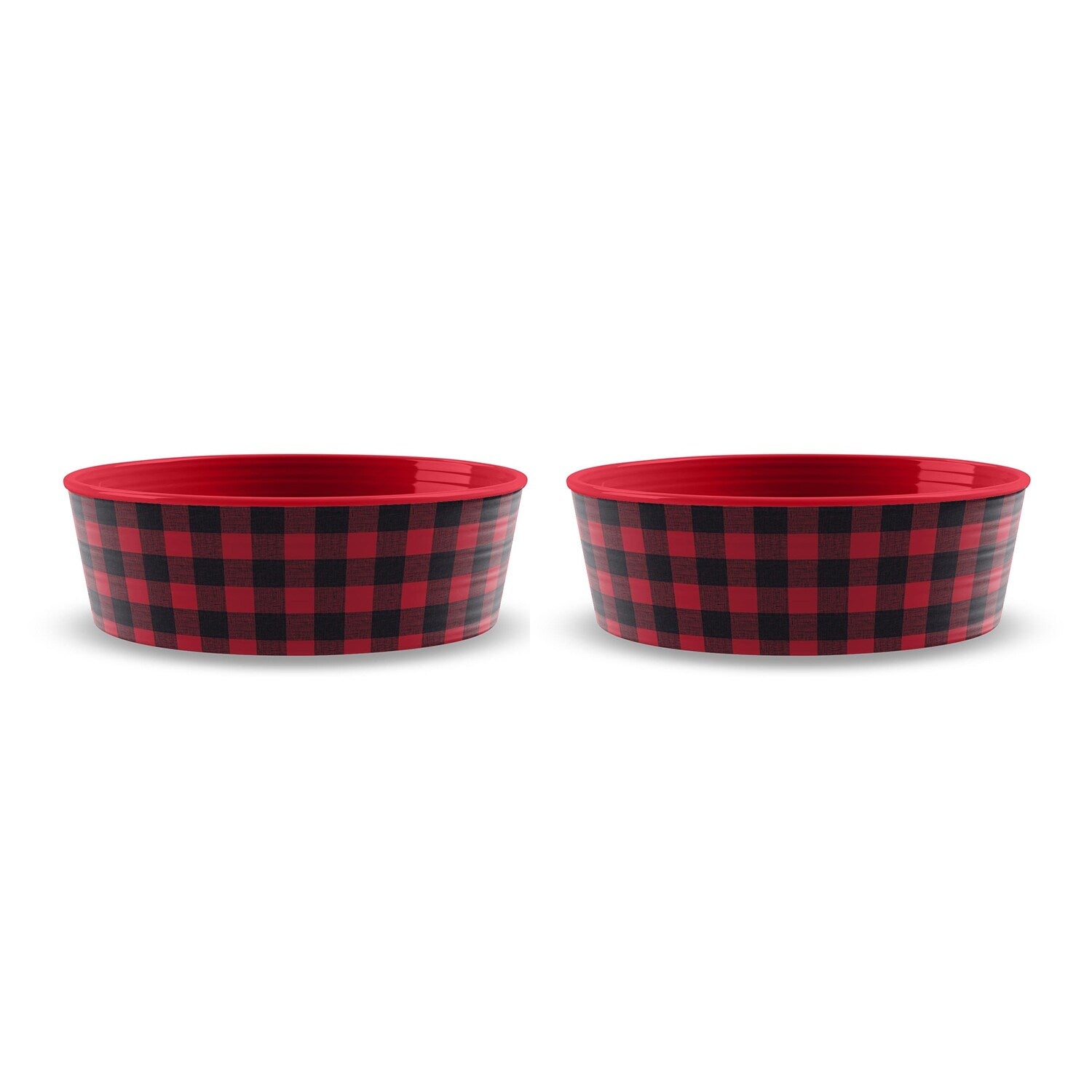 Abode Homewares Check Melamine Pet Bowl Medium 4 Cups Red Set Of 2