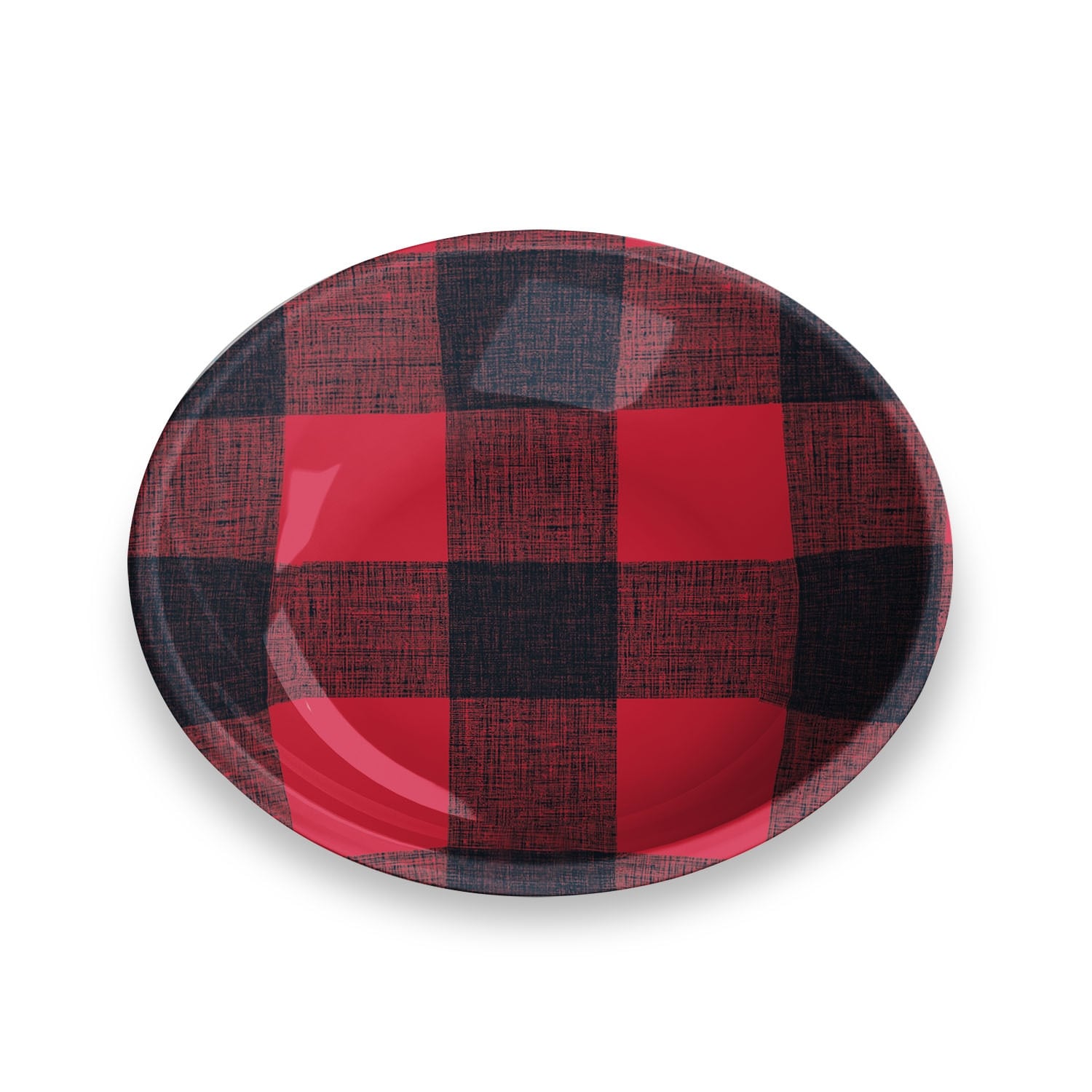 Abode Homewares Check Melamine Pet Saucer 0.75 Cups Red Set Of 2