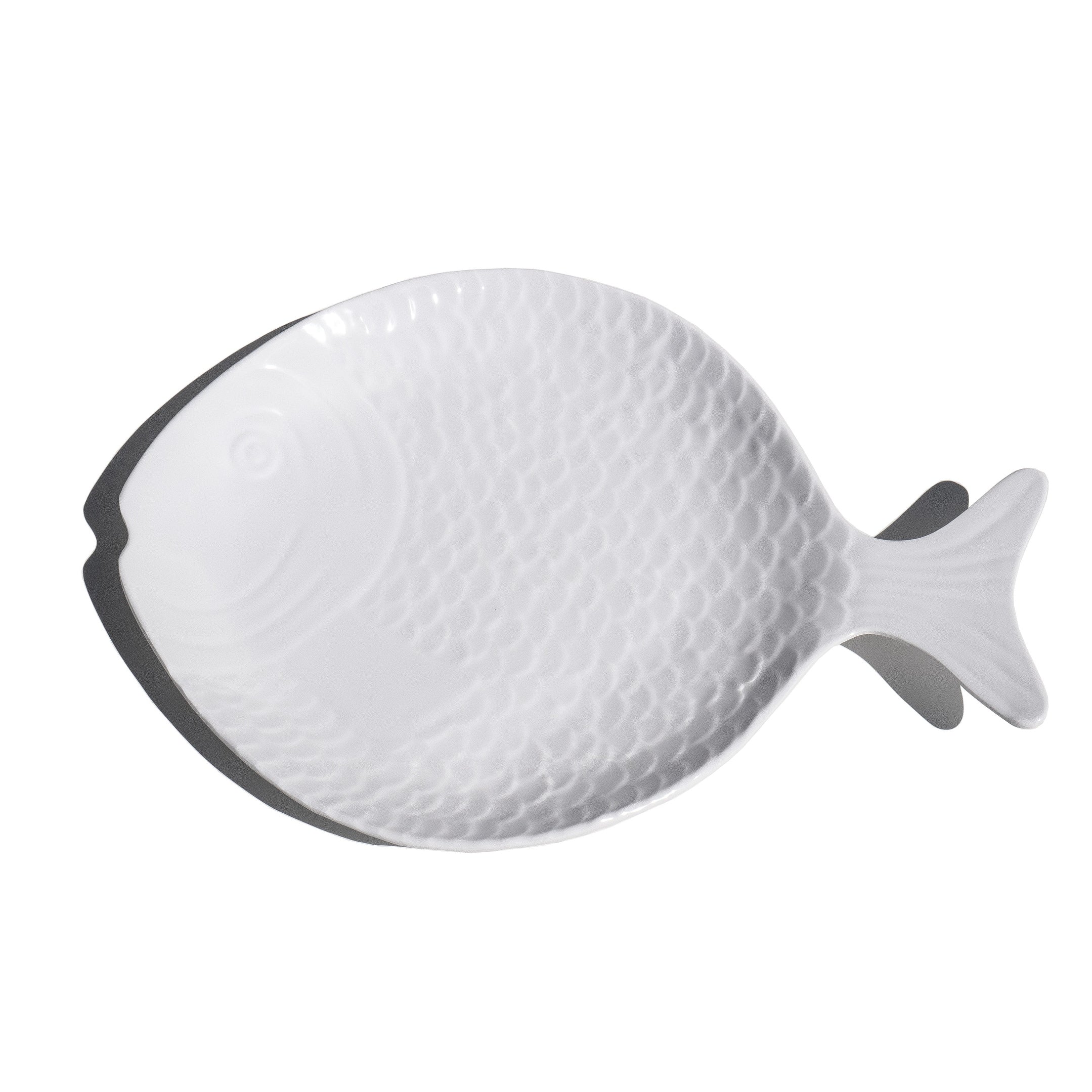 Abode Homewares Coastal Melamine Fish Serving Platter White 15 X 11.1
