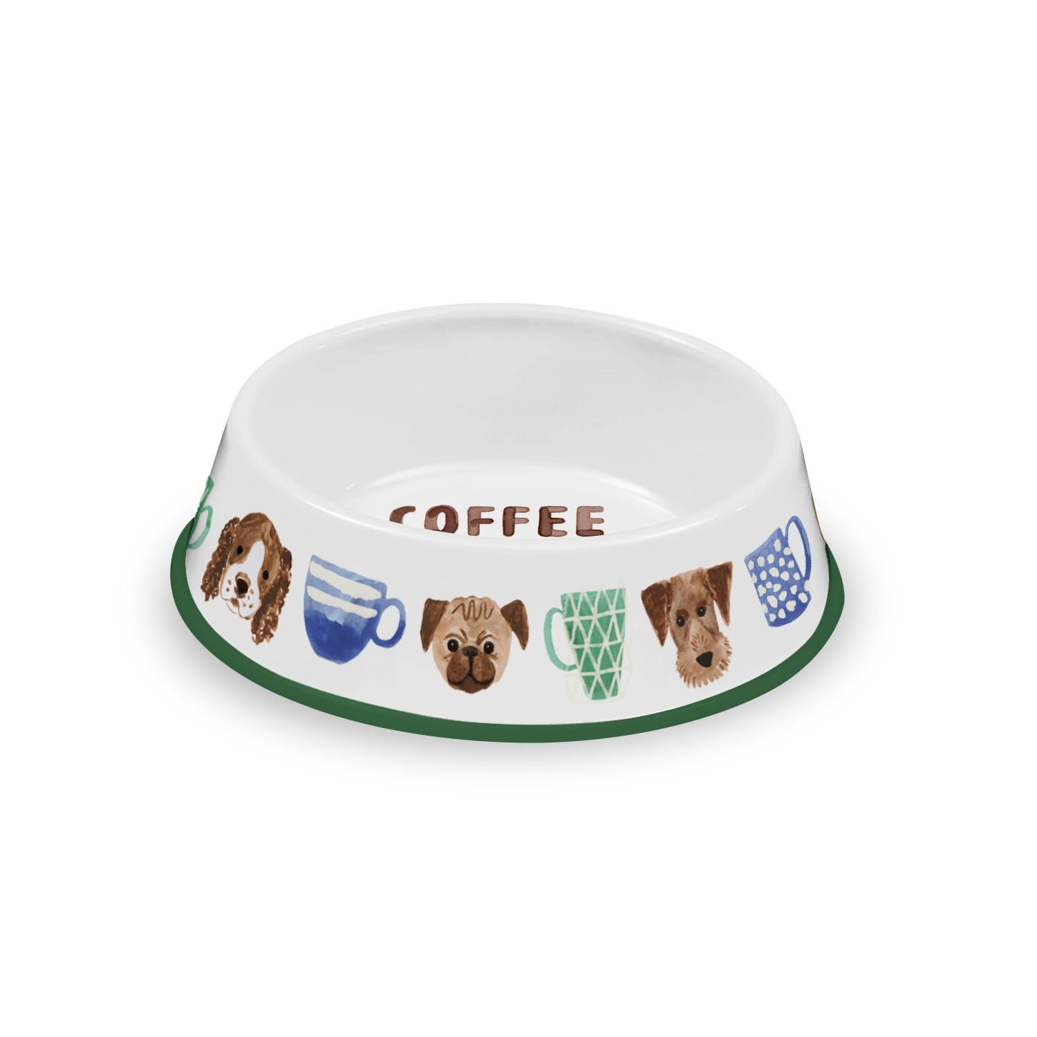 Abode Homewares Coffee Dogs Melamine Pet Bowl Multicolor Set Of 2
