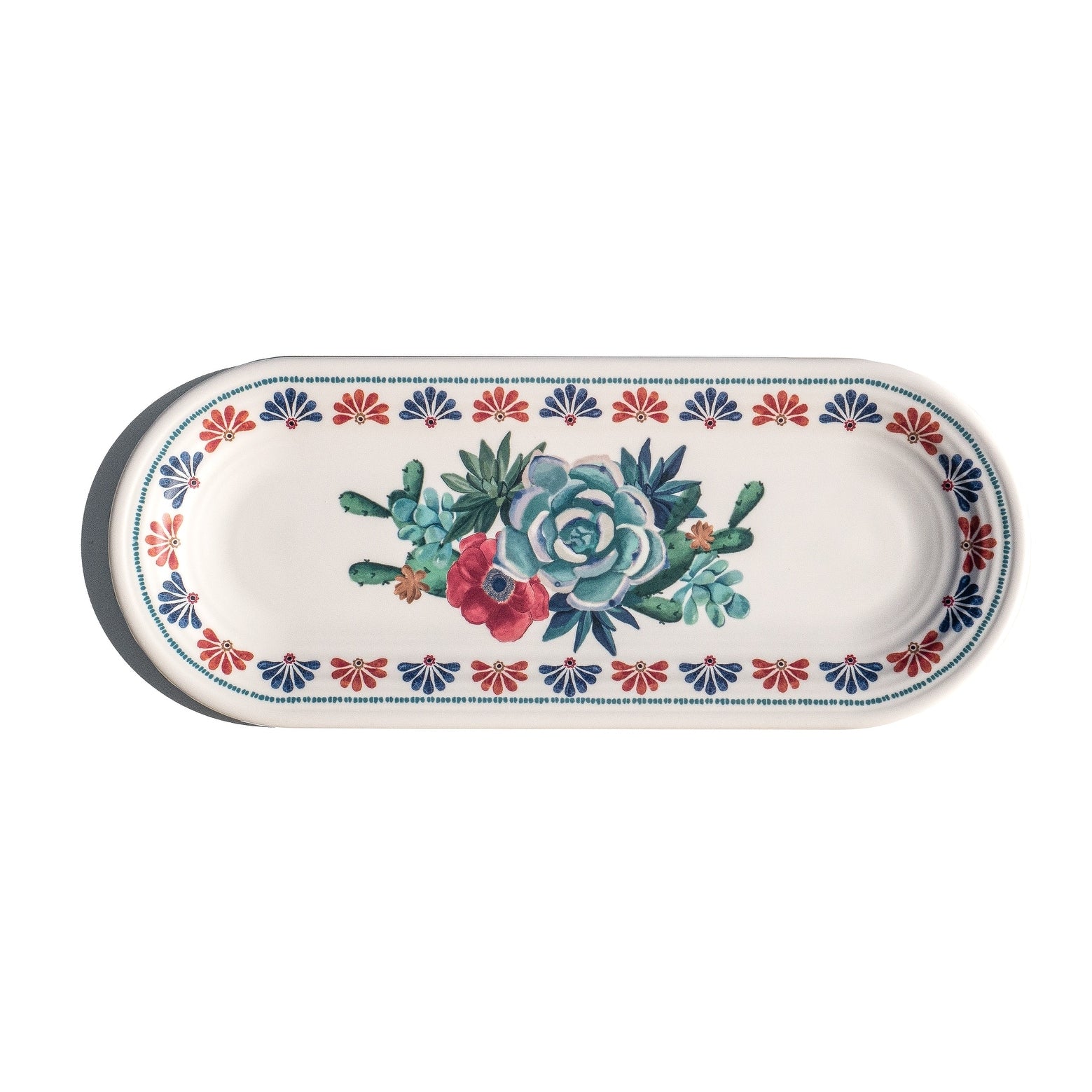 Abode Homewares Desert Succulent Newwave Melamine Serving Tray Cream 15 X 6.1