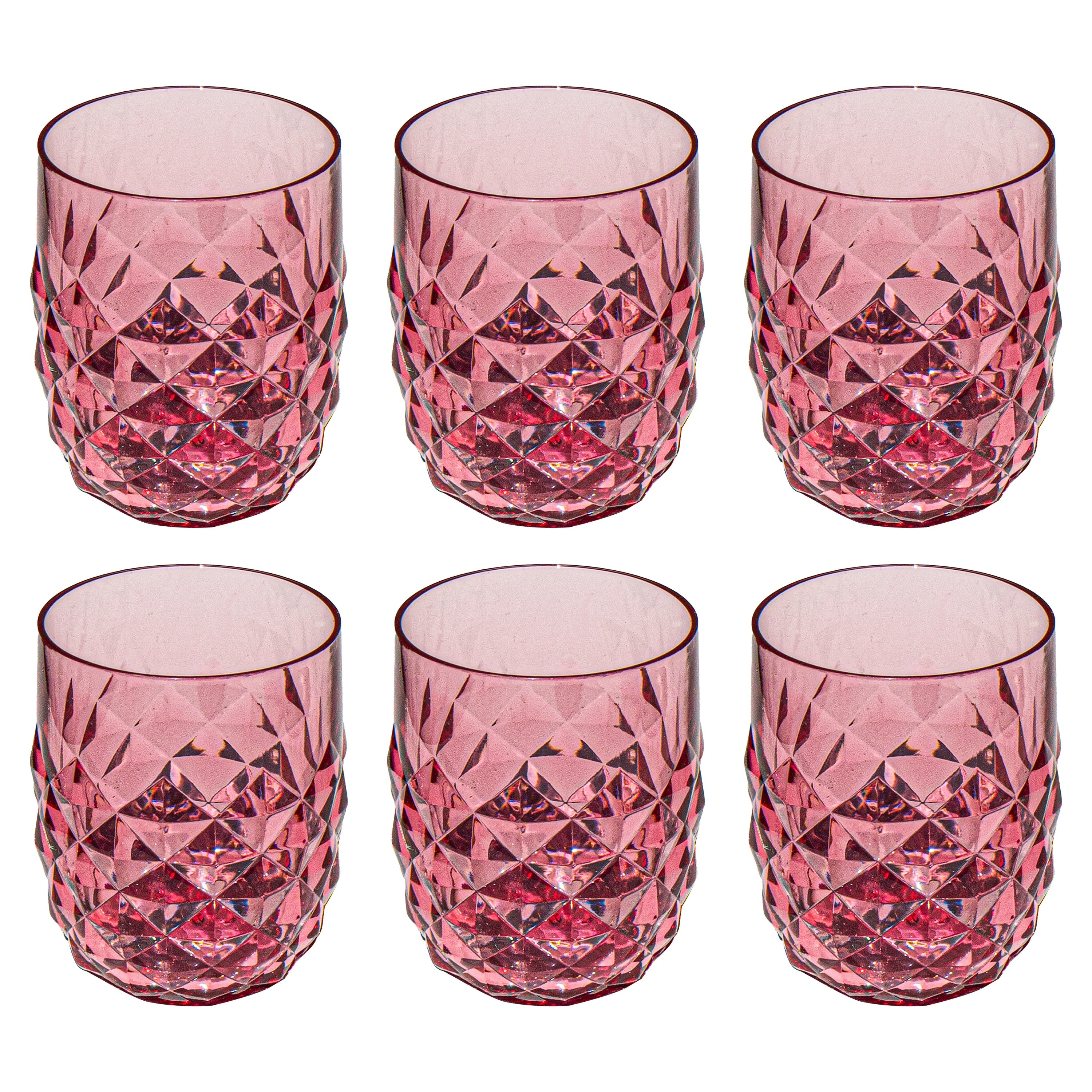 Abode Homewares Diamond Cut Acrylic Stemless Wine Glass 15.2 Oz Set Of 6