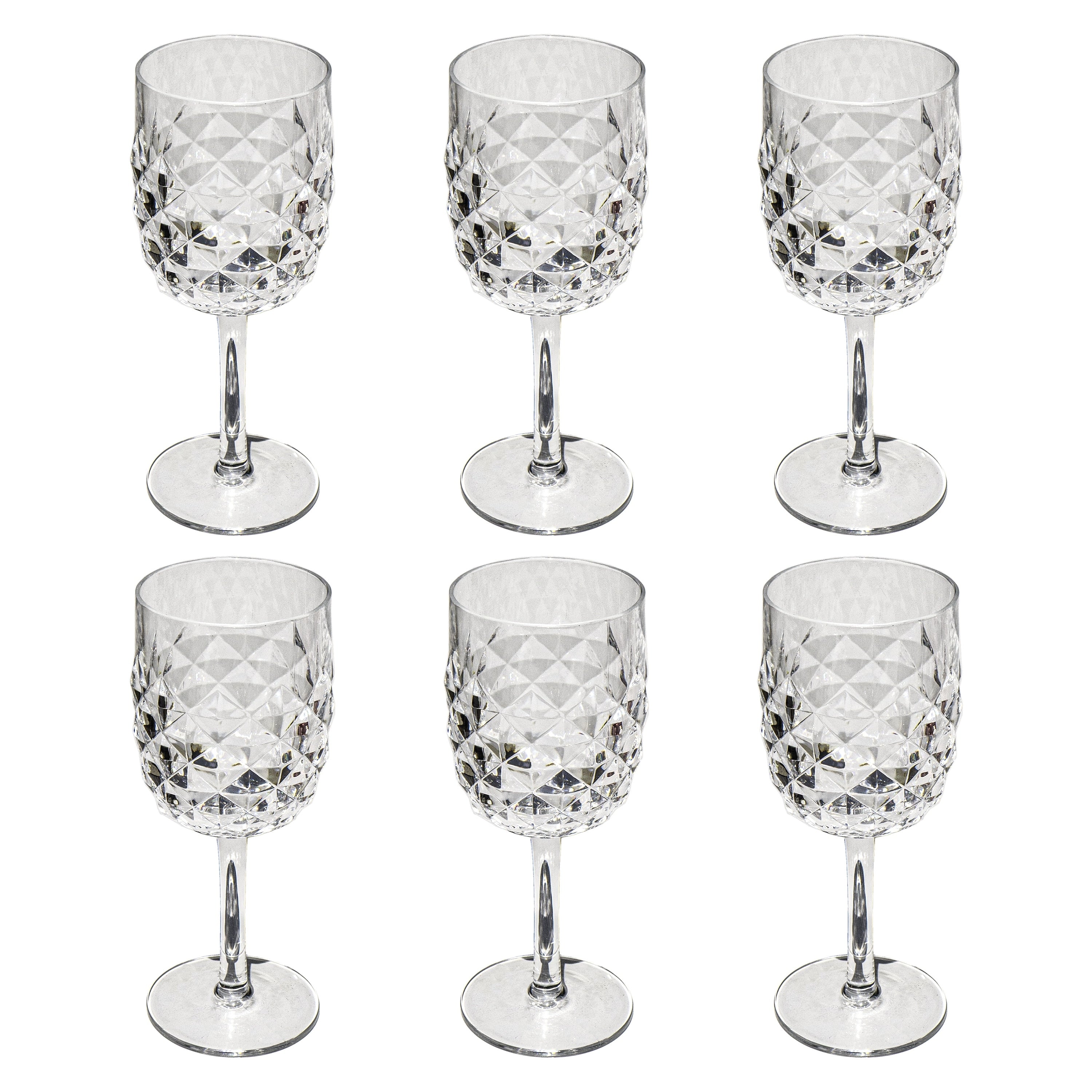 Abode Homewares Diamond Cut Acrylic Wine Glass 15.6 Oz Set Of 6