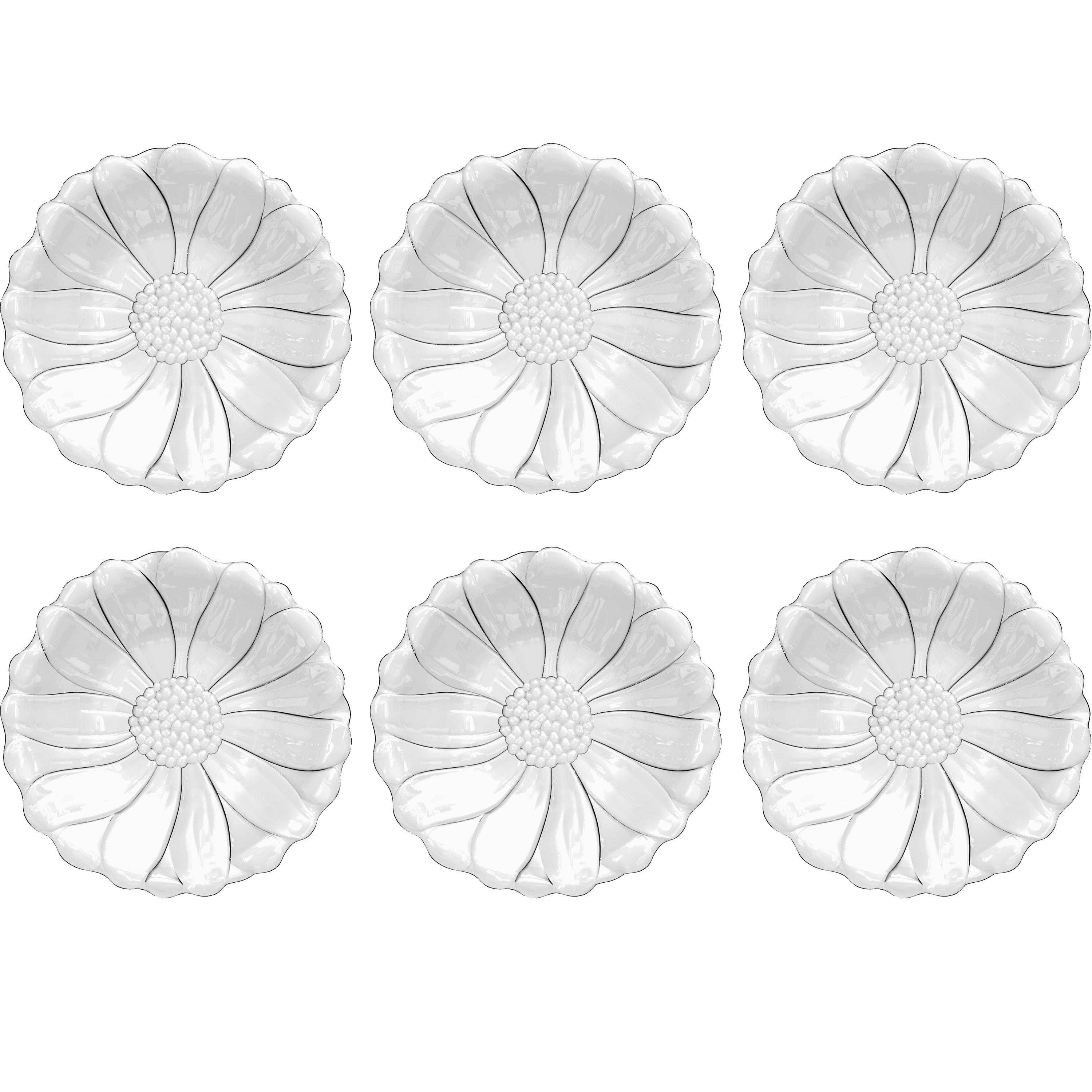 Abode Homewares Figural Flower Acrylic Salad Plate Clear 9.8 Set Of 6
