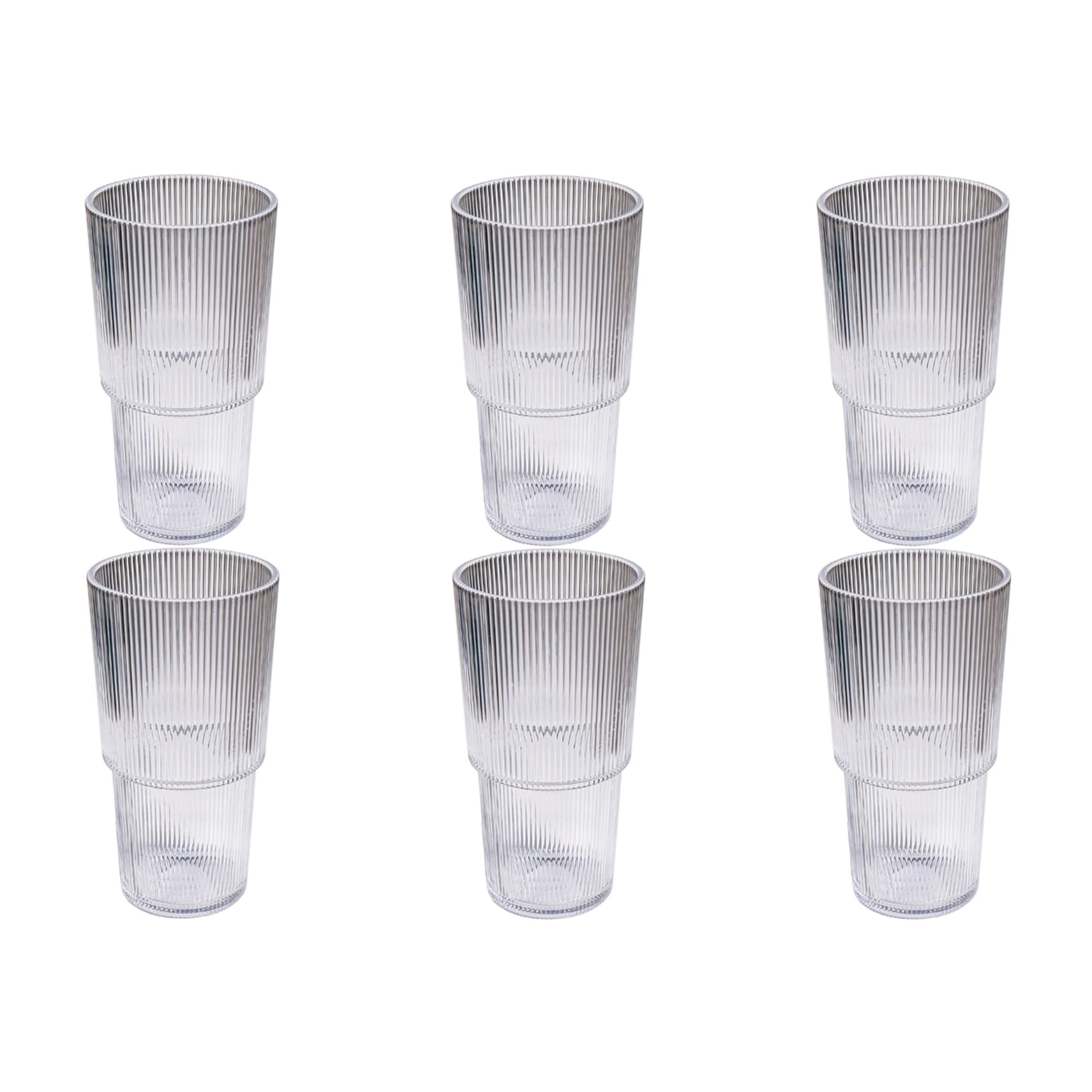 Abode Homewares Fine Ribbed Acrylic Drinking Glass Set Of 6