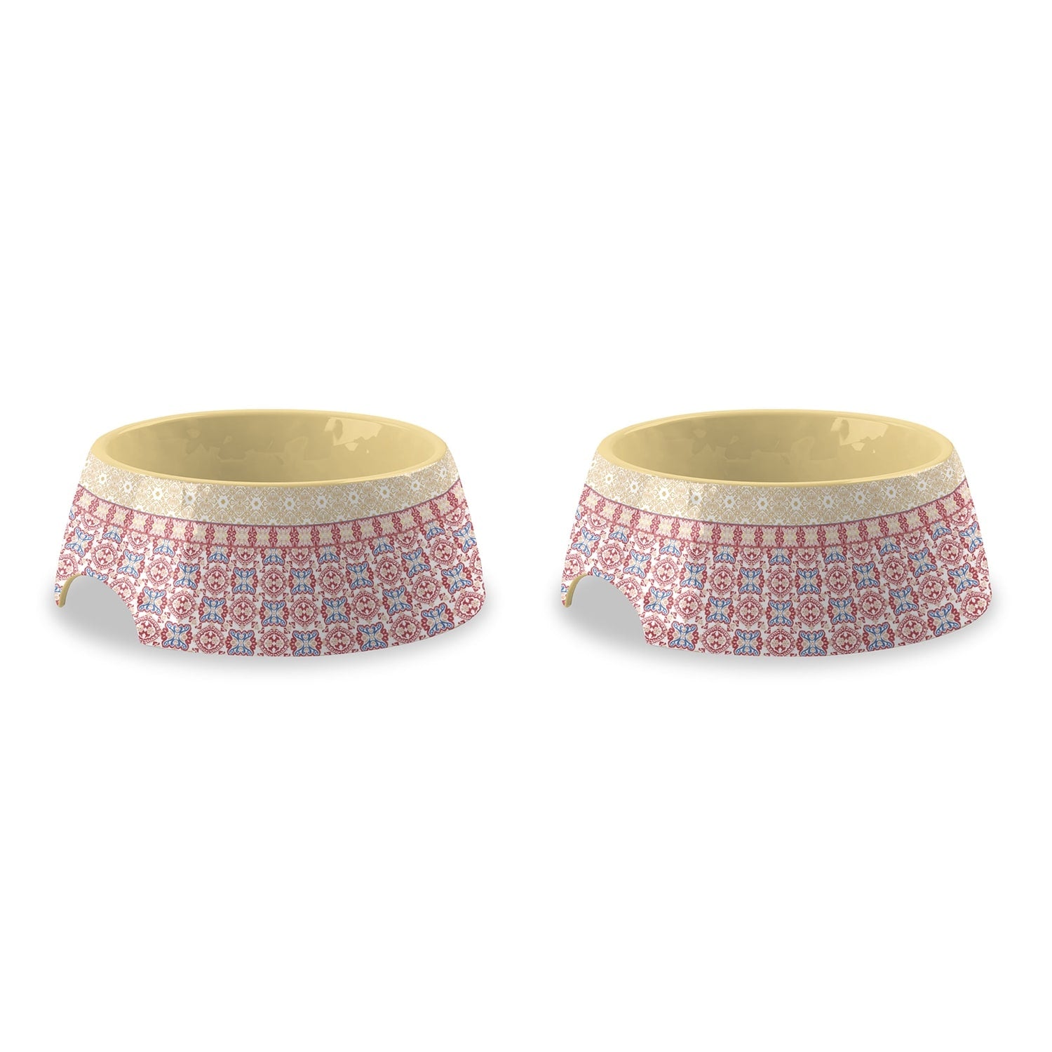Abode Homewares Flower Fields Melamine Pet Bowl Medium 2.5 Cups Yellow Multicolor Set Of 2
