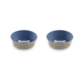 Abode Homewares French Oak Wood Bone Merge Pet Bowl Blue Set Of 2