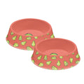 Abode Homewares Fun Food Melamine Avocado Pet Bowl Coral Set Of 2