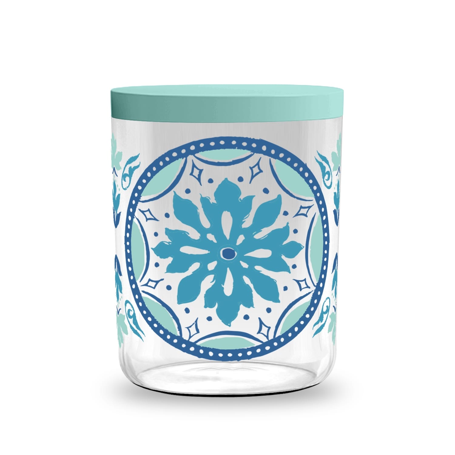 Abode Homewares Gibraltar Acrylic Pet Treat Jar 5.6 W X 5.6 D X 7.3 H Teal Set Of 2