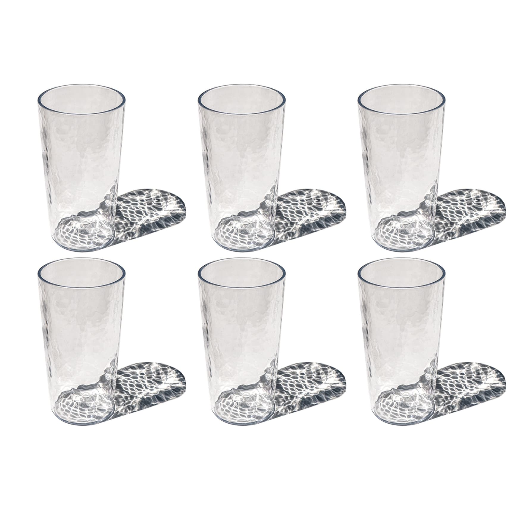 Abode Homewares Hammered Rustic Acrylic Drinking Glass Clear Set Of 6