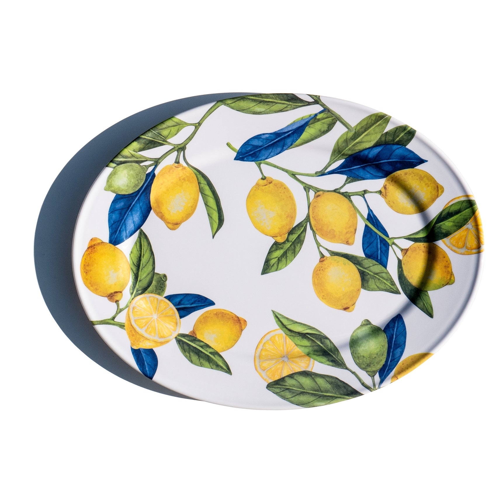 Abode Homewares Lemon Orchard Melamine Oval Serving Platter Yellow 16.9 X 13