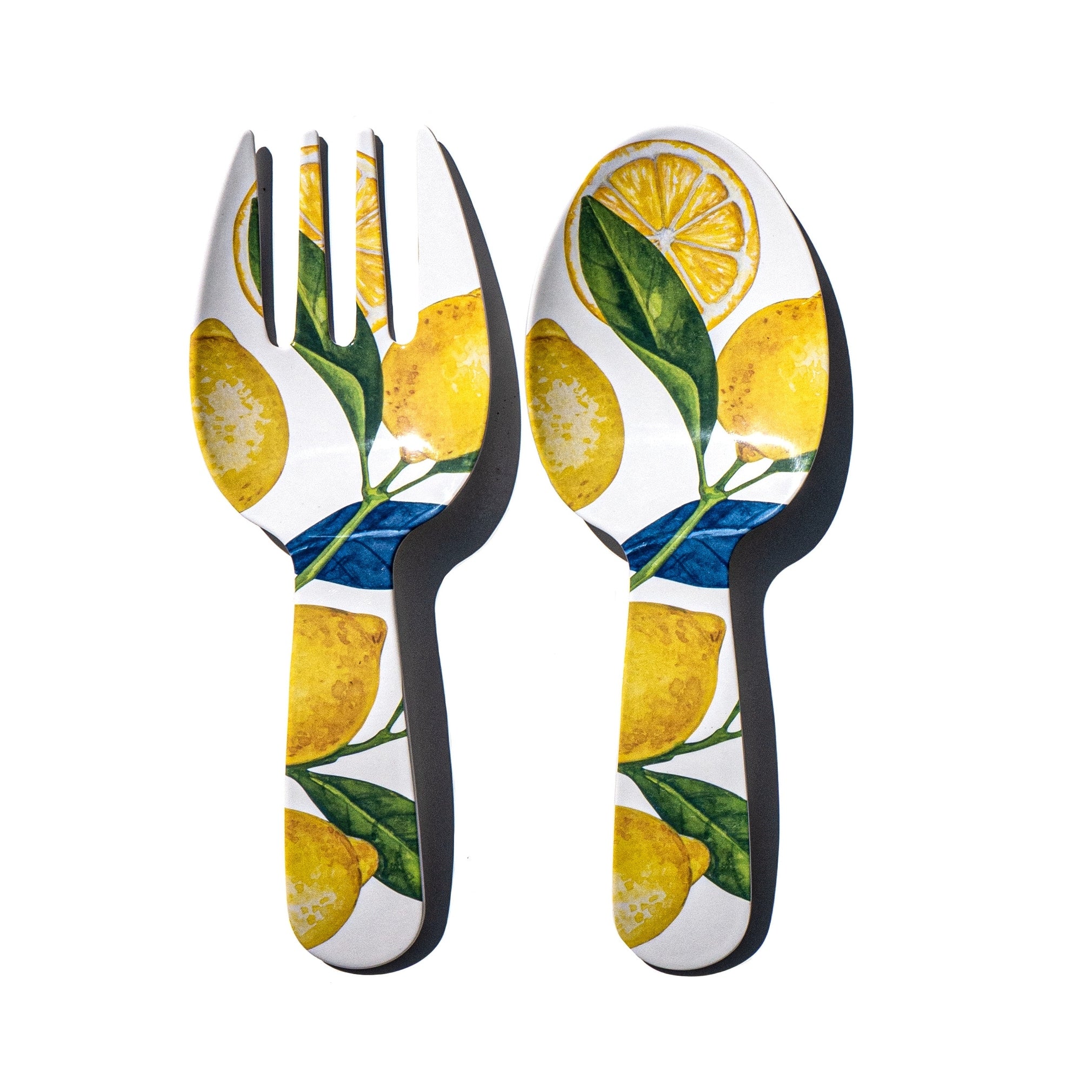 Abode Homewares Lemon Orchard Melamine Serving Utensils Yellow Set Of 2