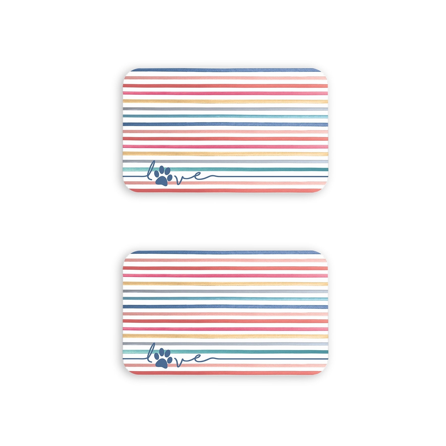 Abode Homewares Love Stripes Melamine Pet Feeding Placemat 19 X 11.5 Multicolor Set Of 2