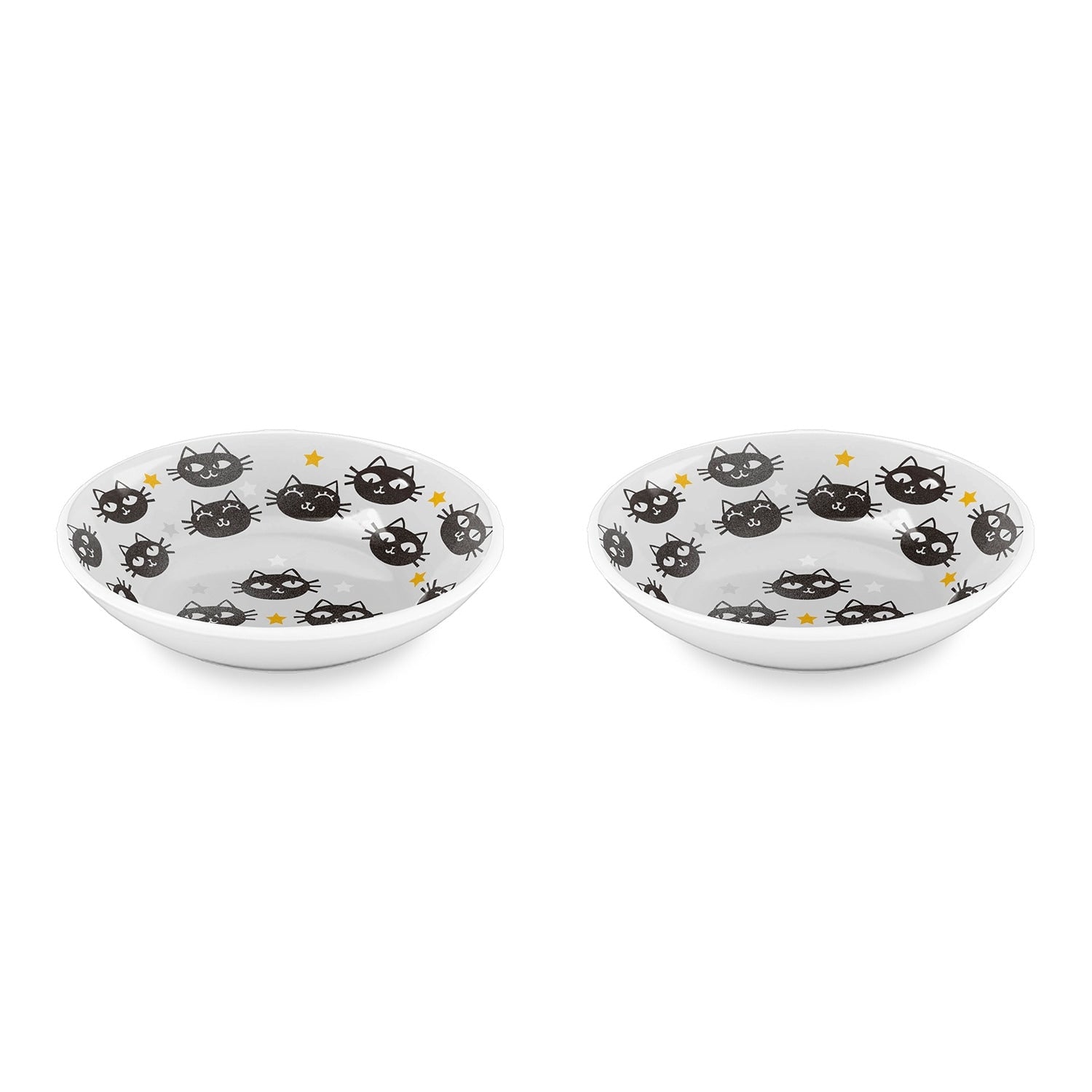 Abode Homewares Matt The Cat Melamine Pet Saucer 0.75 Cup White Set Of 2