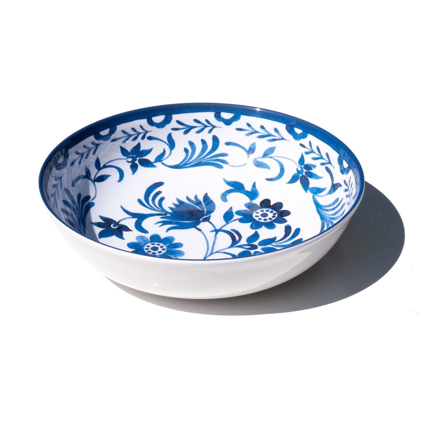 Abode Homewares Medallion Flower Melamine Serving Bowl Blue 11.9