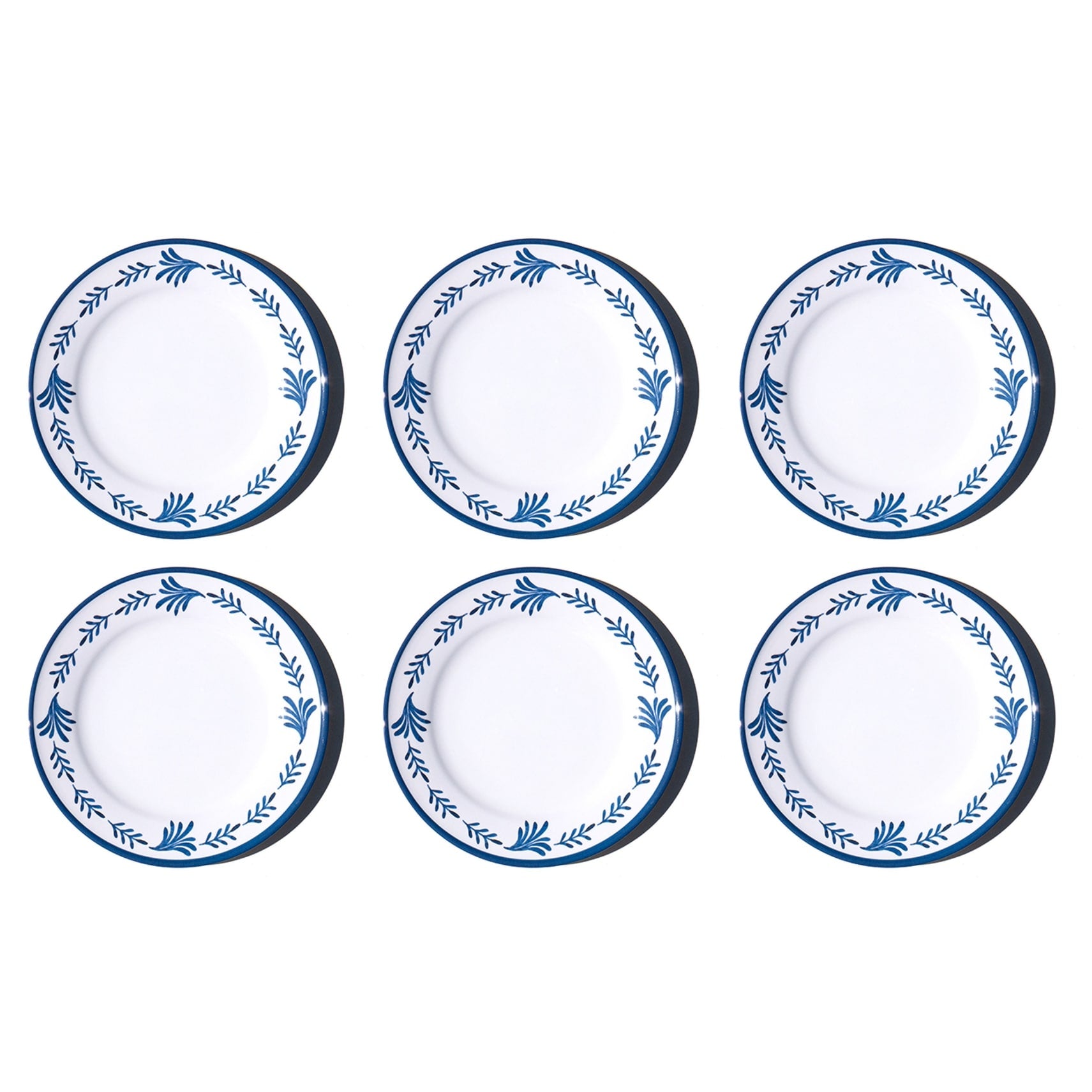 Abode Homewares Medallion Flower Newwave Melamine Dinner Plate Blue 10.5 Set Of 6