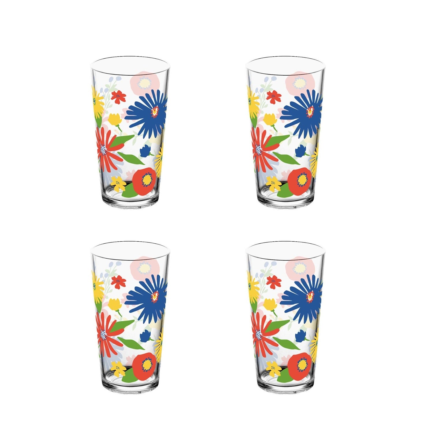 Abode Homewares Midsummer Acrylic Floral Drinking Glass Blue Set Of 4