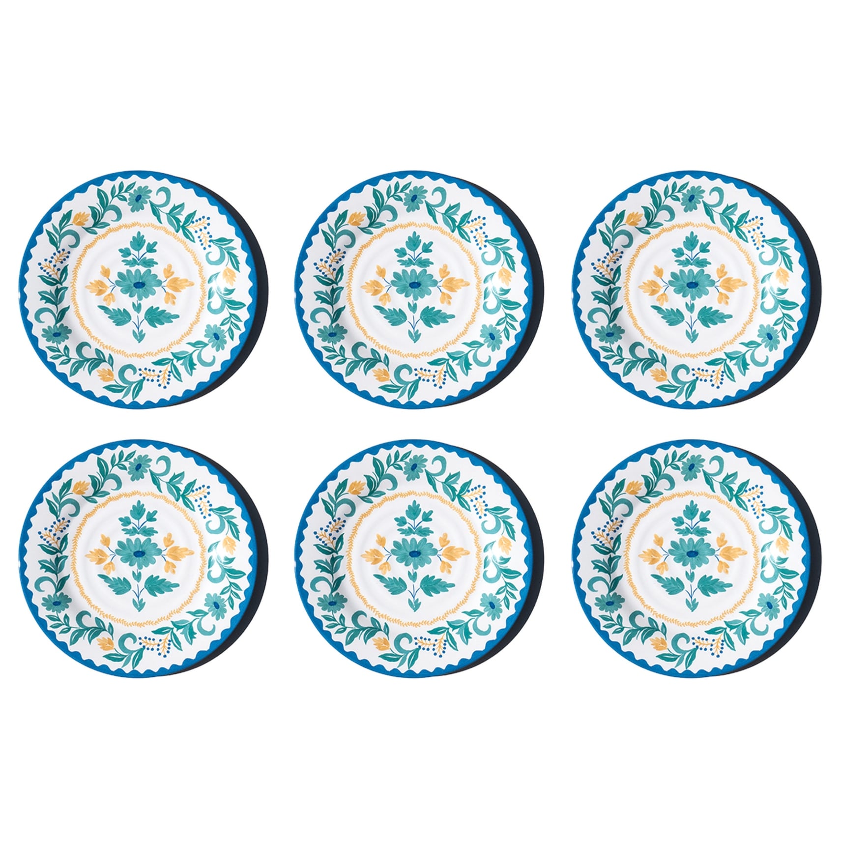 Abode Homewares Montelupo Newwave Melamine Dinner Plate Multicolor 10.5 Set Of 6