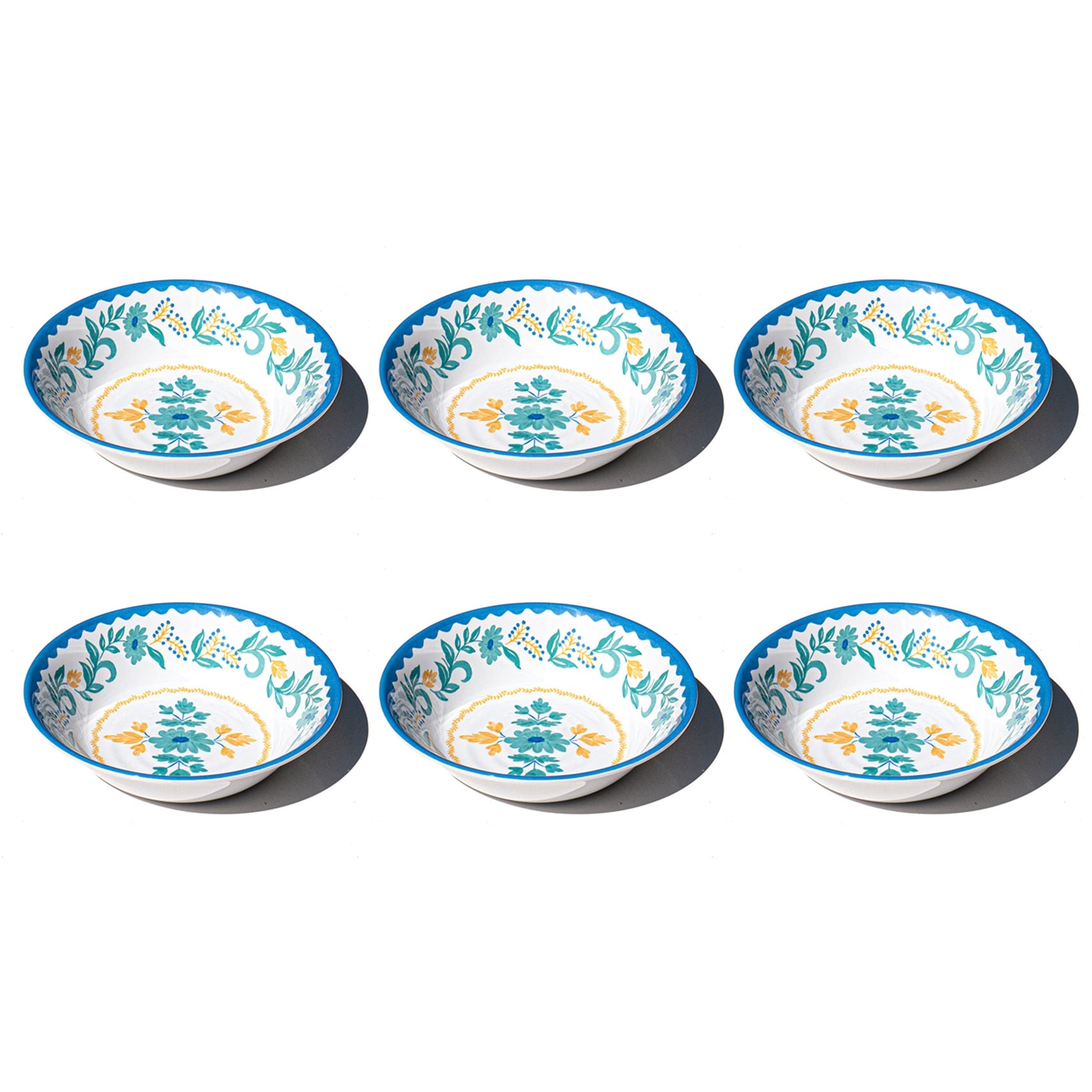 Abode Homewares Montelupo Newwave Melamine Low Bowl Multicolor 7.6 Set Of 6