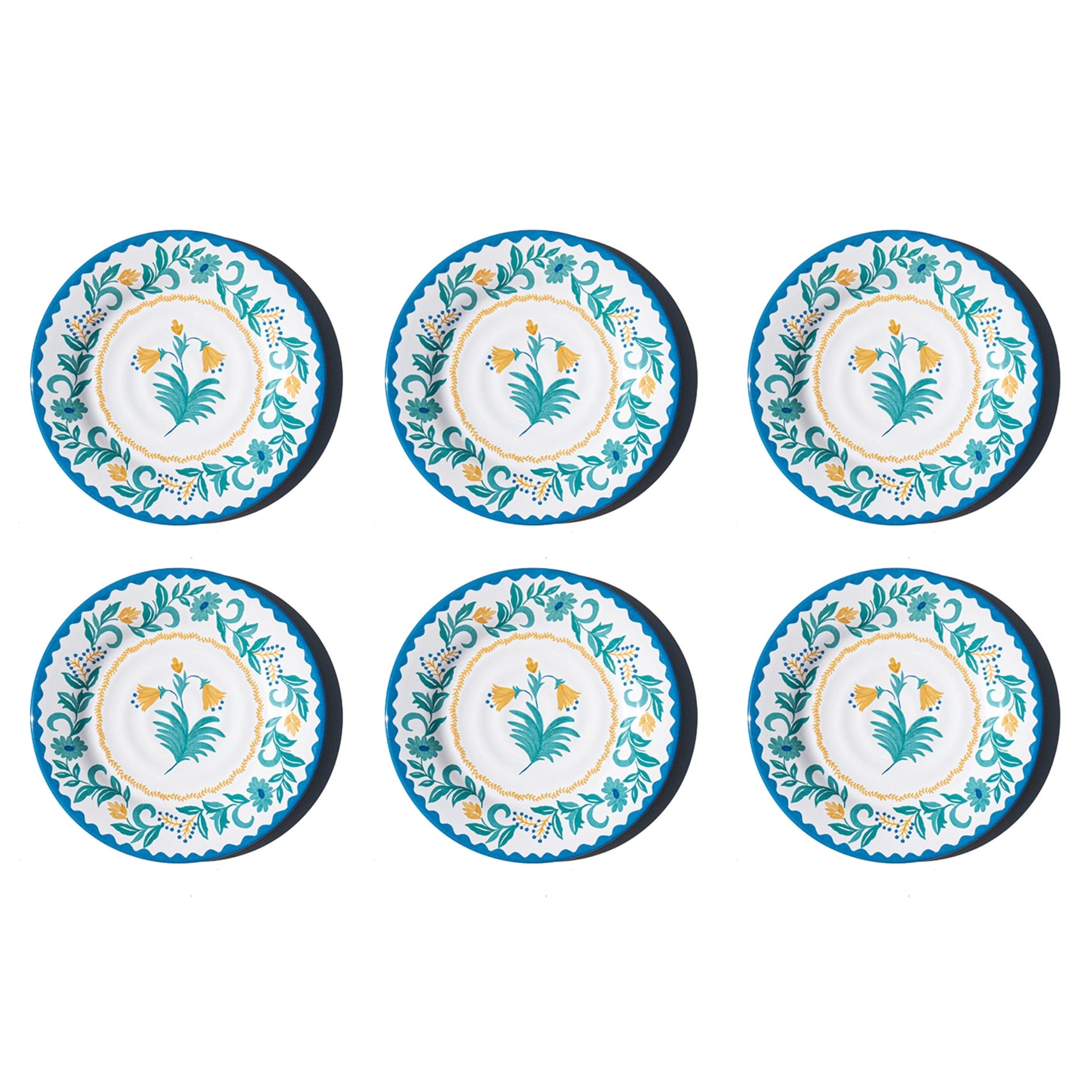 Abode Homewares Montelupo Newwave Melamine Salad Plate Multicolor 8.5 Set Of 6