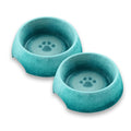 Abode Homewares Paw Print Reactive Melamine Bowl Teal Set Of 2
