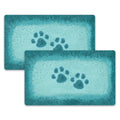 Abode Homewares Paw Print Reactive Melamine Pet Feeding Placemat 19 X 11.5 Teal Set Of 2